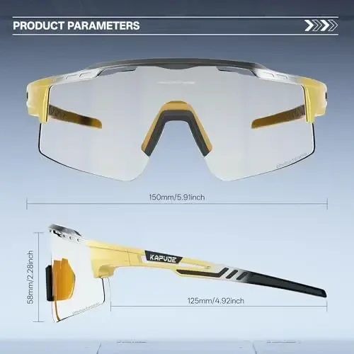 KAPVOE Photochromic Cycling Glasses Mountain Bike Sunglasses Clear MTB Bicycle Riding Baseball Running Golf for Men Women K75 - 5