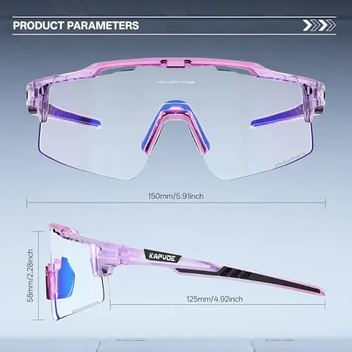 KAPVOE Photochromic Cycling Glasses Mountain Bike Sunglasses Clear MTB Bicycle Riding Baseball Running Golf for Men Women K75 - 5
