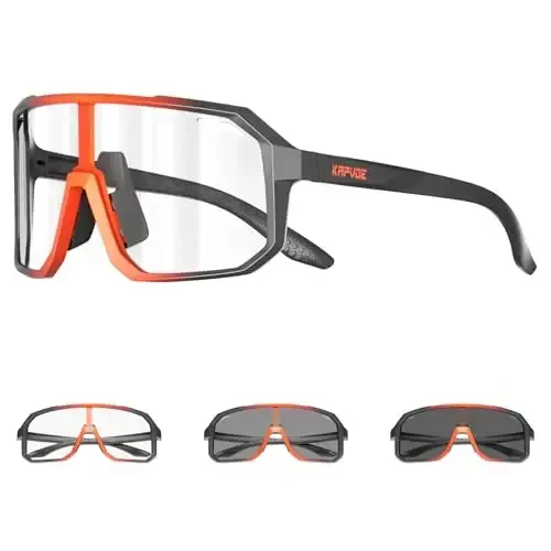 KAPVOE Photochromic Cycling Glasses Sports Sunglasses for Men Women Mountain Bike Sunglasses Clear MTB Bicycle Riding - Modazone