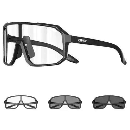 KAPVOE Photochromic Cycling Glasses Sports Sunglasses for Men Women Mountain Bike Sunglasses Clear MTB Bicycle Riding K62 - 1