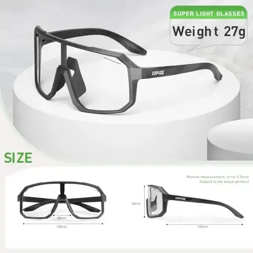 KAPVOE Photochromic Cycling Glasses Sports Sunglasses for Men Women Mountain Bike Sunglasses Clear MTB Bicycle Riding K62 - 5