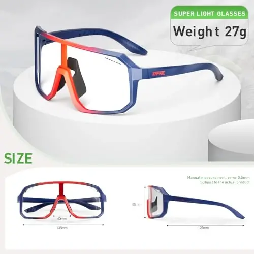 KAPVOE Photochromic Cycling Glasses Sports Sunglasses for Men Women Mountain Bike Sunglasses Clear MTB Bicycle Riding K62 - 5