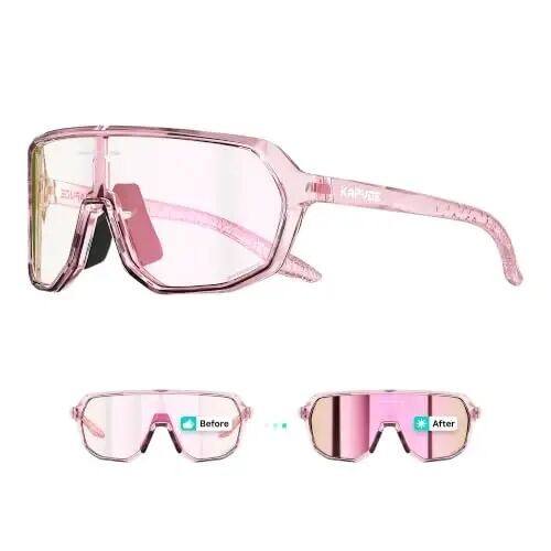 KAPVOE Photochromic Cycling Sunglasses UV400 TR90 Men Women K63 | Clear to Black Photochromic CAT.0-CAT.2, UV400, Ventilation, Lightweight TR90 - 1