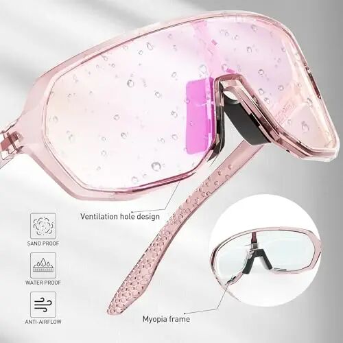 KAPVOE Photochromic Cycling Sunglasses UV400 TR90 Men Women K63 | Clear to Black Photochromic CAT.0-CAT.2, UV400, Ventilation, Lightweight TR90 - 4