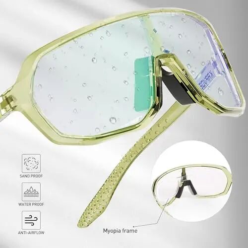 KAPVOE Photochromic Cycling Sunglasses UV400 TR90 Men Women K63 | Clear to Black Photochromic CAT.0-CAT.2, UV400, Ventilation, Lightweight TR90 - 4