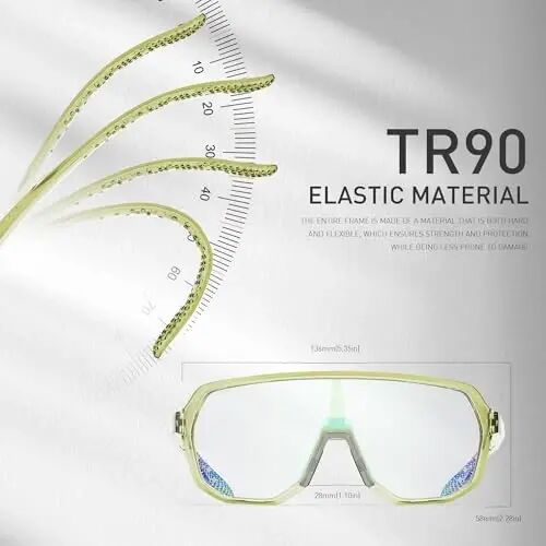 KAPVOE Photochromic Cycling Sunglasses UV400 TR90 Men Women K63 | Clear to Black Photochromic CAT.0-CAT.2, UV400, Ventilation, Lightweight TR90 - 5