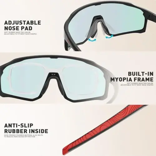 KAPVOE Photochromic Velosiped Ko'zoynaklar Erkaklar Ayollar Shaffof Tog' Velosipedi Quyoshdan saqlaydigan ko'zoynaklar MTB Sport Triatlon Yugurish - K93 - 3