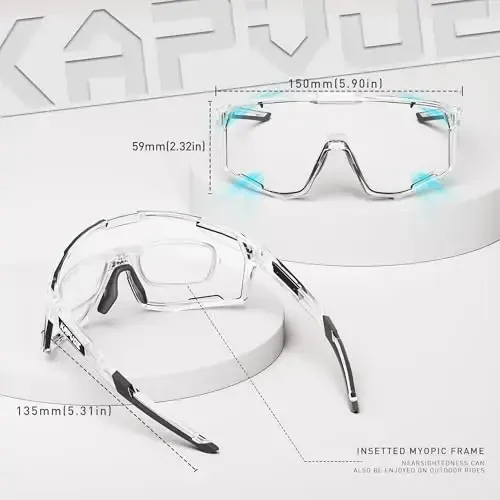 KAPVOE Photochromic Velosiped Ko'zoynaklar Erkaklar Tog' Velosiped Quyosh Ko'zoynaklar Ayollar Shaffof MTB Sport Ko'zoynaklar Velosiped Triatlon K180 - 5
