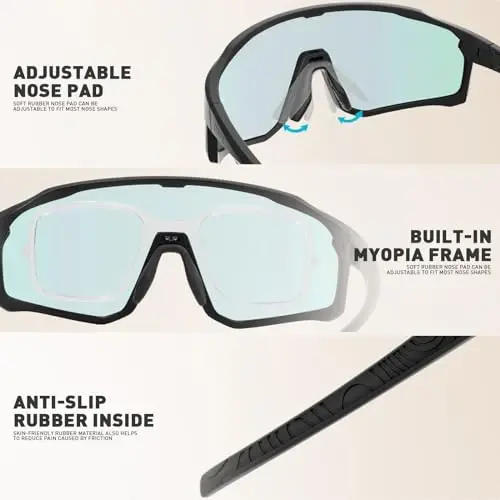 KAPVOE Photochromic Velosiped Ko'zoynaklari Erkaklar Ayollar Tog' Velosiped Quyoshdan saqlaydigan ko'zoynaklar MTB Sport Tranzitsiya Triatlon Yugurish - K93 - 3