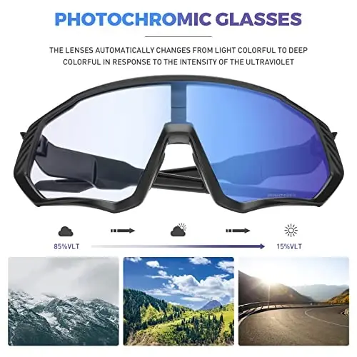 KAPVOE Photochromic Velosiped Ko'zoynaklari Erkaklar Ayollar Tog' Velosiped Quyoshdan saqlaydigan ko'zoynaklar Shaffof MTB Velosiped Haydash - K9408 - 4