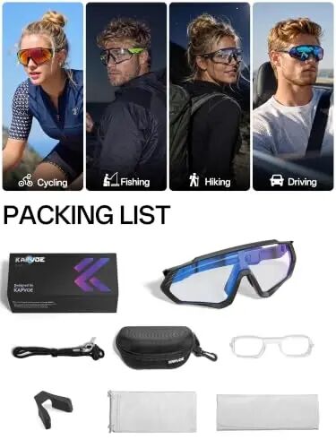 KAPVOE Photochromic Velosiped Ko'zoynaklari Erkaklar Ayollar Tog' Velosiped Quyoshdan saqlaydigan ko'zoynaklar Shaffof MTB Velosiped Haydash - K9408 - 6