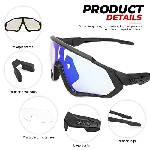 KAPVOE Photochromic Velosiped Ko'zoynaklari Erkaklar Ayollar Tog' Velosiped Quyoshdan saqlaydigan ko'zoynaklar Shaffof MTB Velosiped Haydash - K9408 - 6