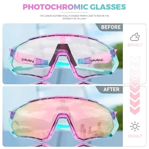 KAPVOE Photochromic Velosiped Ko'zoynaklari Erkaklar Ayollar Tog' Velosiped Quyoshdan Saqlaydigan Ko'zoynaklar Shaffof MTB Velosipedda Uchish - K9408 - 3