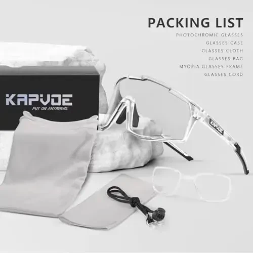 KAPVOE Photochromic Velosiped Ko'zoynaklari Erkaklar Tog' Velosiped Ko'zoynaklari Ayollar Shaffof MTB Sport Ko'zoynaklari Velosiped Triatlon K180 - 3