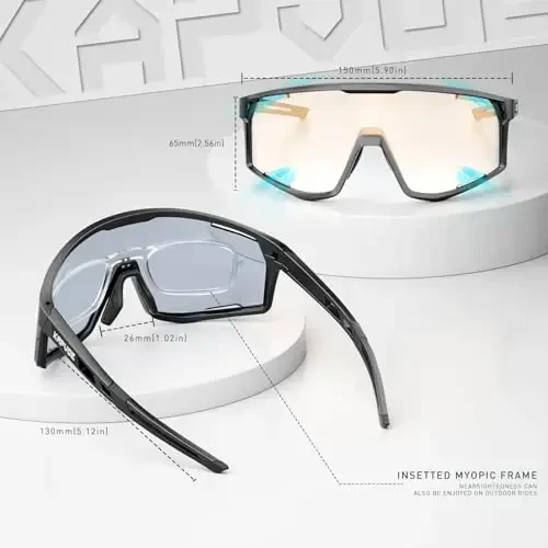 KAPVOE Photochromic Velosiped Ko'zoynaklari Erkaklar Tog' Velosiped Quyoshdan Saqlaydigan Ko'zoynaklar Ayollar Shaffof MTB Sport Ko'zoynaklari O'tish Velosiped Ko'zoynaklari Triatlon Yugurish UV Himoya Oltin - 5