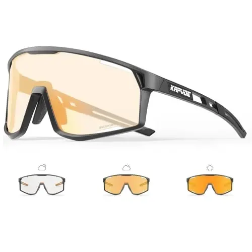 KAPVOE Photochromic Velosiped Ko'zoynaklari Erkaklar Tog' Velosiped Quyoshdan Saqlaydigan Ko'zoynaklar Ayollar Shaffof MTB Sport Ko'zoynaklari O'tish Velosiped Ko'zoynaklari Triatlon Yugurish UV Himoya Oltin - KAPVOE