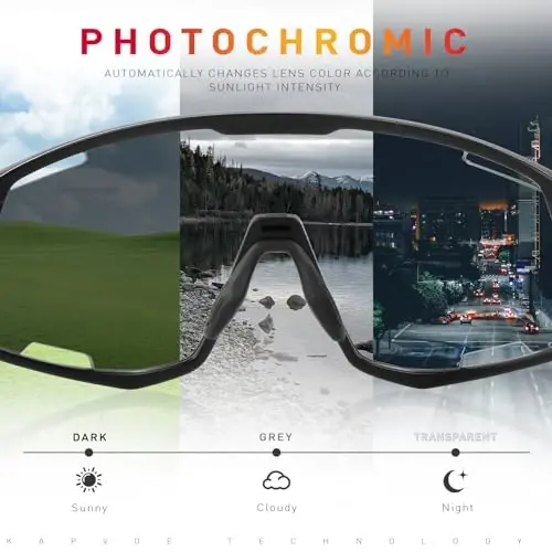 KAPVOE Photochromic Velosiped Ko'zoynaklari Erkaklar Tog' Velosiped Quyoshdan Saqlaydigan Ko'zoynaklar Ayollar Shaffof MTB Sport Ko'zoynaklari O'tish Velosiped Ko'zoynaklari Triatlon Yugurish UV Himoya Oltin - 6