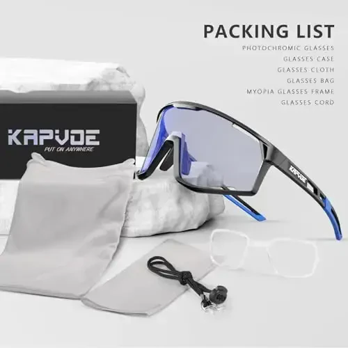 KAPVOE Photochromic Velosiped Ko'zoynaklari Erkaklar Tog' Velosiped Quyoshdan Saqlaydigan Ko'zoynaklar Ayollar Shaffof MTB Sport Ko'zoynaklari O'tish Velosiped Ko'zoynaklari Triatlon Yugurish UV Himoyasi Moviy - 3