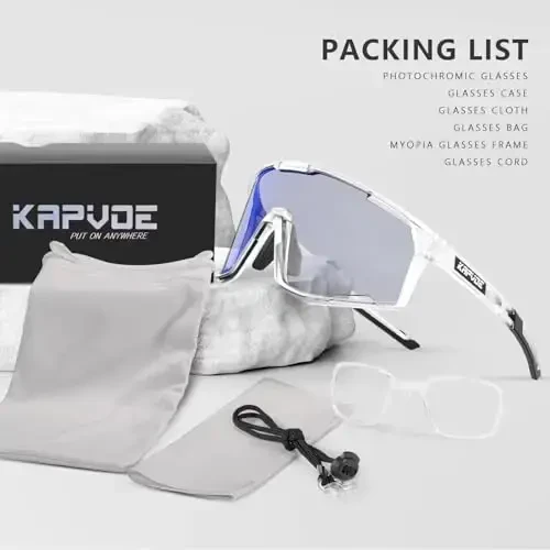KAPVOE Photochromic Velosiped Ko'zoynaklari Erkaklar Tog' Velosiped Quyoshdan Saqlaydigan Ko'zoynaklar Ayollar Shaffof MTB Sport Ko'zoynaklari Velosiped Triatlon K180 - 3