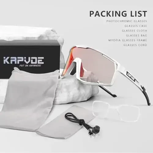 KAPVOE Photochromic Velosiped Ko'zoynaklari Erkaklar Tog' Velosiped Quyoshdan Saqlaydigan Ko'zoynaklar Ayollar Shaffof MTB Sport Ko'zoynaklari Velosiped Triatlon K180 - 4