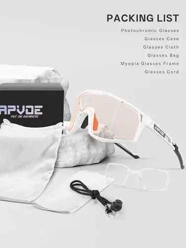 KAPVOE Photochromic Velosiped Ko'zoynaklari Erkaklar Tog' Velosiped Quyoshdan Saqlaydigan Ko'zoynaklar Ayollar Shaffof MTB Sport Ko'zoynaklari Velosiped Triatlon K180 - 6