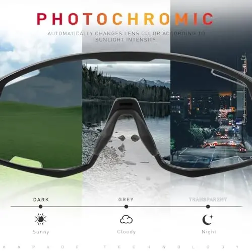 KAPVOE Photochromic Velosiped Ko'zoynaklari Erkaklar Tog' Velosiped Quyoshdan Saqlaydigan Ko'zoynaklar Ayollar Shaffof MTB Sport Ko'zoynaklari Velosiped Triatlon K180 - 6