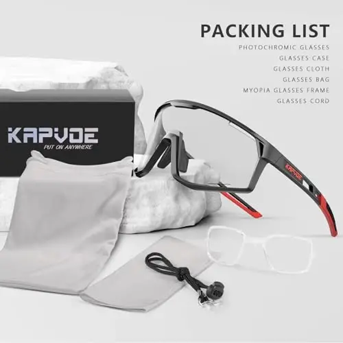 KAPVOE Photochromic Velosiped Ko'zoynaklari Erkaklar Tog' Velosipedi Quyoshdan Saqlaydigan Ko'zoynaklar Ayollar Shaffof MTB Sport Ko'zoynaklari Velosiped Triatlon K180 - 3