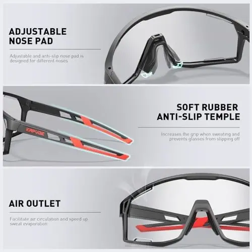 KAPVOE Photochromic Velosiped Ko'zoynaklari Erkaklar Tog' Velosipedi Quyoshdan Saqlaydigan Ko'zoynaklar Ayollar Shaffof MTB Sport Ko'zoynaklari Velosiped Triatlon K180 - 4