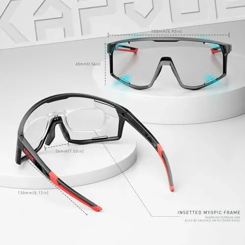 KAPVOE Photochromic Velosiped Ko'zoynaklari Erkaklar Tog' Velosipedi Quyoshdan Saqlaydigan Ko'zoynaklar Ayollar Shaffof MTB Sport Ko'zoynaklari Velosiped Triatlon K180 - 5
