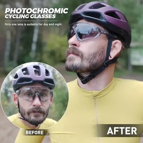 KAPVOE Photochromic Velosiped Ochki Erkaklar Ayollar Tog' Velosipedi Quyoshdan Saqlaydigan Ko'zoynaklar Toza MTB Velosipedda Uchish - K9408 - 2