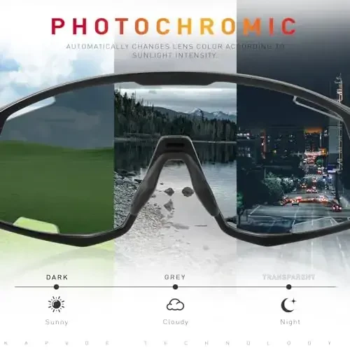 KAPVOE Photochromic Velosiped Ochki Erkaklar Tog' Velosiped Quyoshdan Saqlaydigan Ko'zoynak Ayollar Shaffof MTB Sport Ko'zoynak Velosiped Triatlon K180 - 6