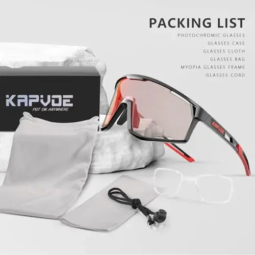 KAPVOE Photochromic Velosiped Ochki Erkaklar Tog' Velosiped Quyoshdan Saqlaydigan Ko'zoynak Ayollar Shaffof MTB Sport Ko'zoynak Velosiped Triatlon K180 - 3