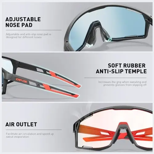 KAPVOE Photochromic Velosiped Ochki Erkaklar Tog' Velosiped Quyoshdan Saqlaydigan Ko'zoynak Ayollar Shaffof MTB Sport Ko'zoynak Velosiped Triatlon K180 - 4