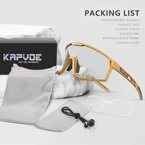 KAPVOE Photochromic Velosiped Ochki Erkaklar Tog' Velosiped Quyoshdan Saqlaydigan Ko'zoynaklar Ayollar Shaffof MTB Sport Ko'zoynak Velosiped Triatlon K180 - 3