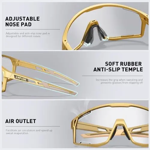 KAPVOE Photochromic Velosiped Ochki Erkaklar Tog' Velosiped Quyoshdan Saqlaydigan Ko'zoynaklar Ayollar Shaffof MTB Sport Ko'zoynak Velosiped Triatlon K180 - 4