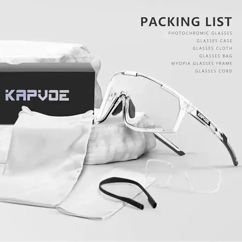 KAPVOE Photochromic Velosiped Ochki Erkaklar Tog' Velosiped Quyoshdan Saqlaydigan Ko'zoynaklar Ayollar Shaffof MTB Sport Ko'zoynaklar Velosiped Triatlon K180 - 4