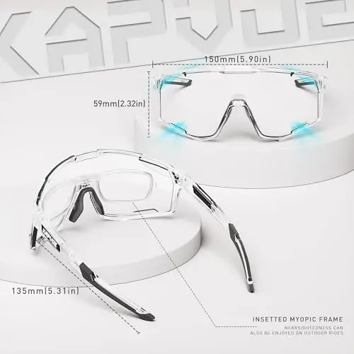 KAPVOE Photochromic Velosiped Ochki Erkaklar Tog' Velosiped Quyoshdan Saqlaydigan Ko'zoynaklar Ayollar Shaffof MTB Sport Ko'zoynaklar Velosiped Triatlon K180 - 5