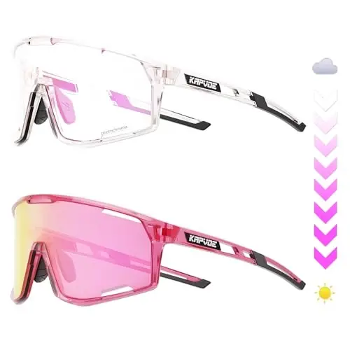 KAPVOE Photochromic Velosiped Ochki Erkaklar Tog' Velosiped Quyoshdan Saqlaydigan Ko'zoynaklar Ayollar Shaffof MTB Sport Ko'zoynaklari Velosiped Triatlon K180 