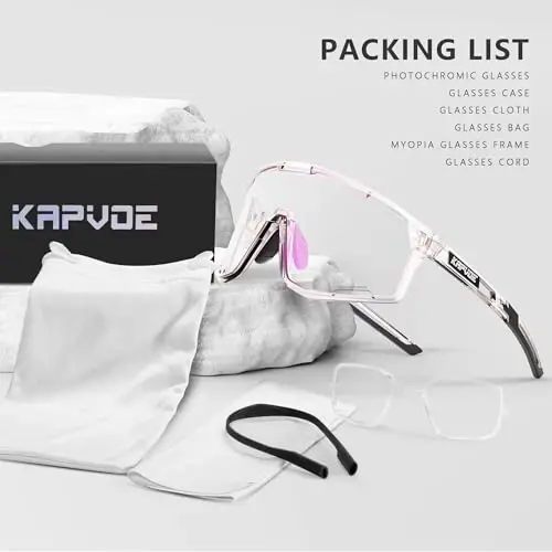 KAPVOE Photochromic Velosiped Ochki Erkaklar Tog' Velosiped Quyoshdan Saqlaydigan Ko'zoynaklar Ayollar Shaffof MTB Sport Ko'zoynaklari Velosiped Triatlon K180 - 3