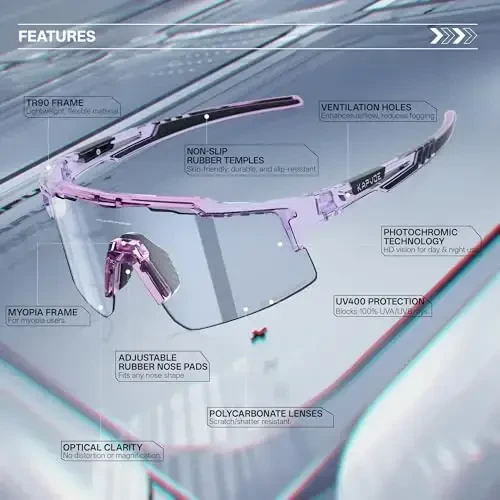 KAPVOE Photochromic Velosiped Ochki Tog' Velosipedi Quyoshdan Saqlaydigan Ko'zoynaklar Erkaklar va Ayollar uchun Shaffof MTB Velosipedda Baseball Yugurish Golf K75 - 3