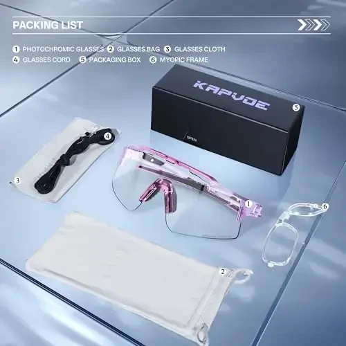 KAPVOE Photochromic Velosiped Ochki Tog' Velosipedi Quyoshdan Saqlaydigan Ko'zoynaklar Erkaklar va Ayollar uchun Shaffof MTB Velosipedda Baseball Yugurish Golf K75 - 4