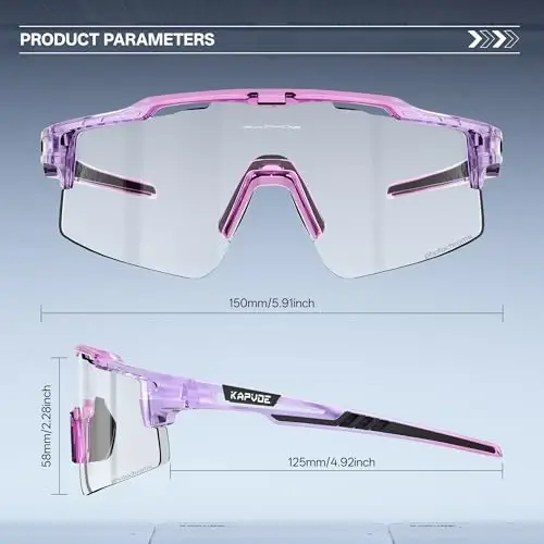 KAPVOE Photochromic Velosiped Ochki Tog' Velosipedi Quyoshdan Saqlaydigan Ko'zoynaklar Erkaklar va Ayollar uchun Shaffof MTB Velosipedda Baseball Yugurish Golf K75 - 5