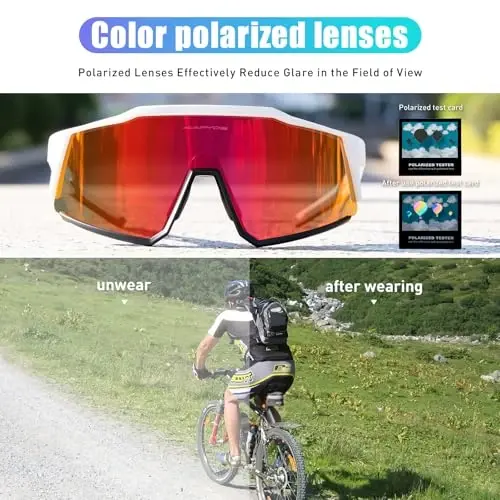 KAPVOE Polarizatsiyalangan ko'zoynaklar 1 linzali yoki 4 linzali ayollar va erkaklar uchun UV himoyasi Velosiped uchun quyoshdan saqlaydigan ko'zoynaklar Tr90 ramkali sport velosipedi K9022 - 3