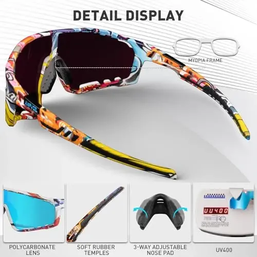 KAPVOE Polarizatsiyalangan velosiped ko'zoynaklari erkaklar ayollar tog 'velosiped ko'zoynaklari MTB TR90 sport quyosh ko'zoynaklarida yugurish velosipedi K76 - 4