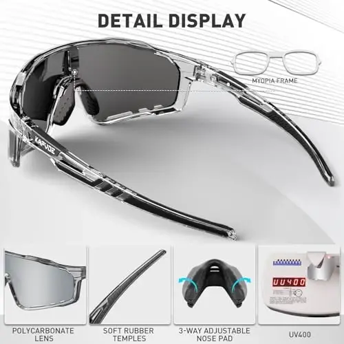 KAPVOE Polarized Cycling Glasses Men Women Mountain Bike Glasses MTB Riding TR90 Sport Sunglasses Running Bicycle K76 - 4