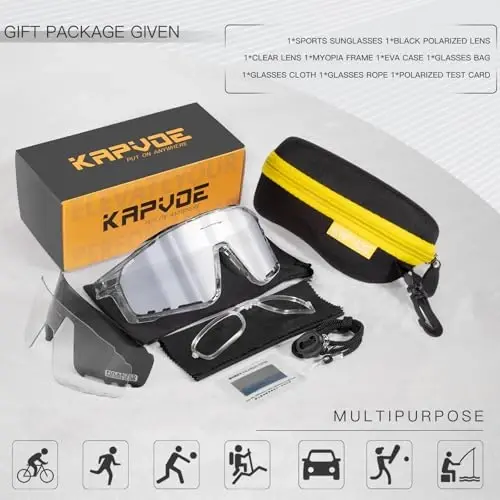 KAPVOE Polarized Cycling Glasses Men Women Mountain Bike Glasses MTB Riding TR90 Sport Sunglasses Running Bicycle K76 - 6