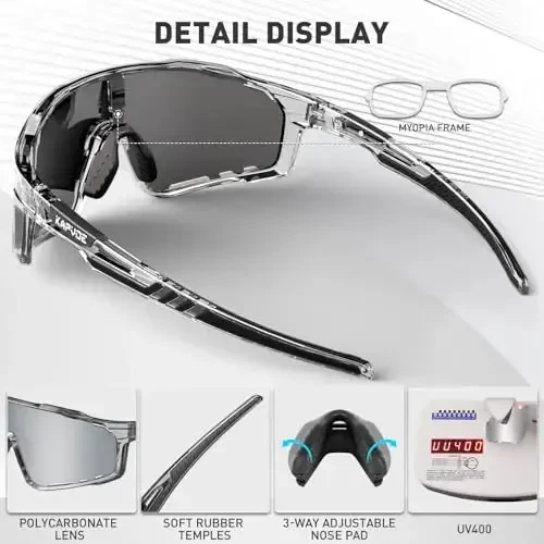 KAPVOE Polarized Cycling Glasses Men Women Mountain Bike Glasses MTB Riding TR90 Sport Sunglasses Running Bicycle Triathlon - 9