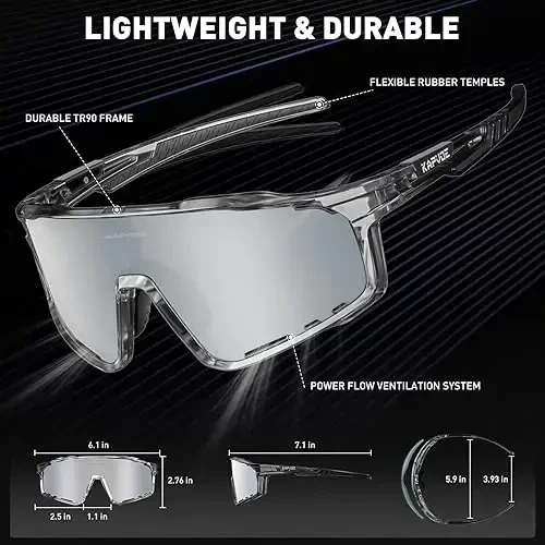 KAPVOE Polarized Cycling Glasses Men Women Mountain Bike Glasses MTB Riding TR90 Sport Sunglasses Running Bicycle Triathlon - 5