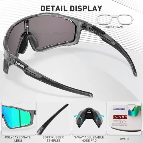 KAPVOE Polarized Cycling Glasses Men Women Mountain Bike Glasses MTB Riding TR90 Sport Sunglasses Running Bicycle K76 - 4