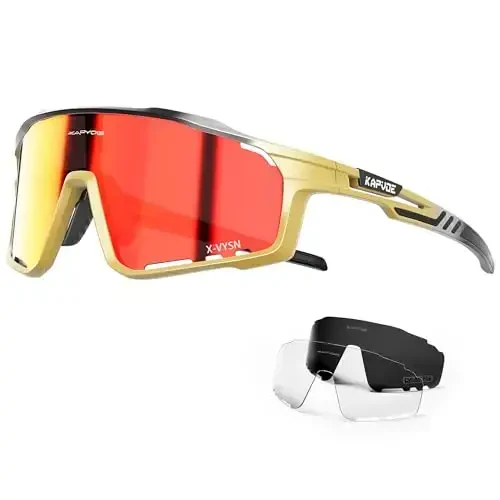 KAPVOE Polarized Cycling Glasses Men Women Mountain Bike Glasses MTB Riding TR90 Sport Sunglasses Running Bicycle K76 
